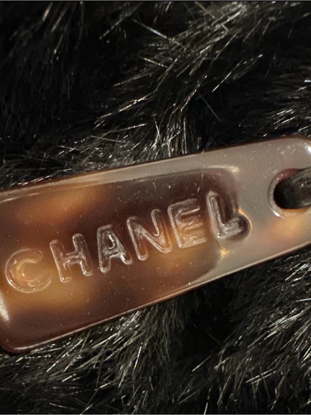 CHANEL Black Faux Fur Tote with Tortoiseshell Chain Handles - Picture 5 of 9